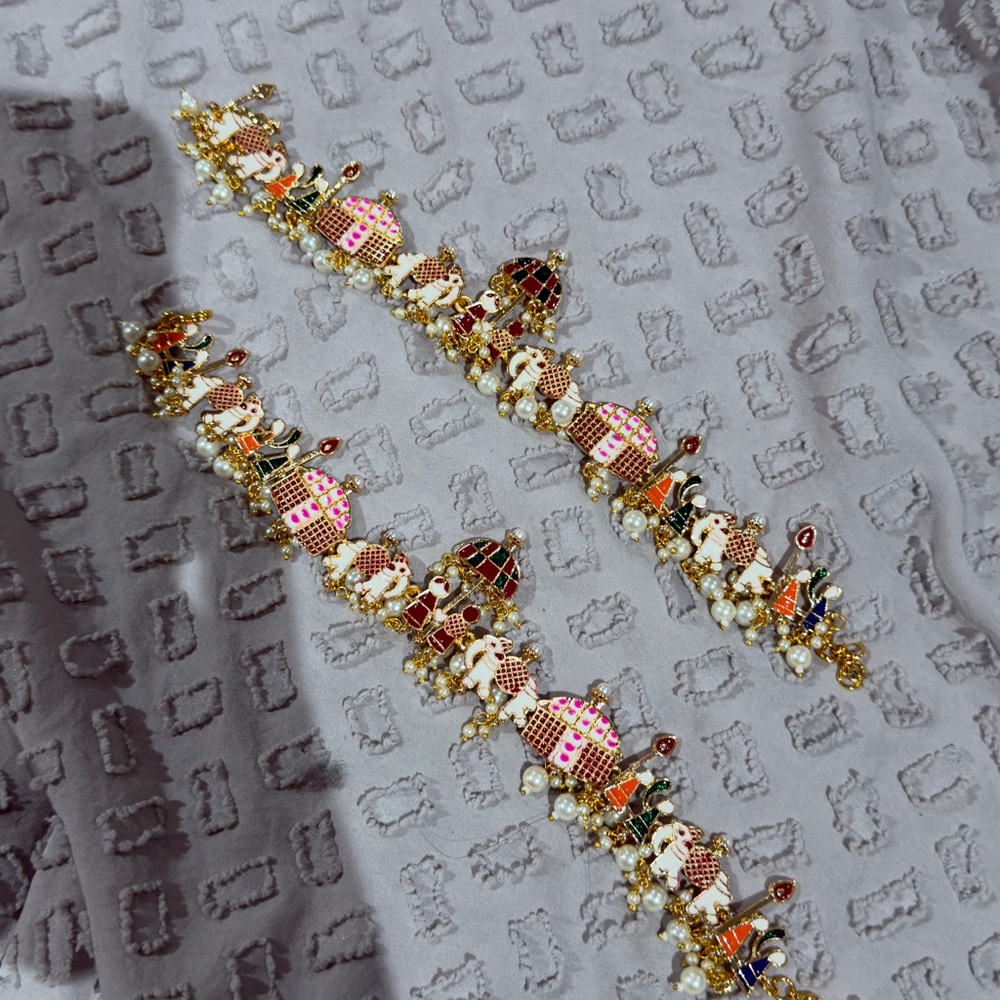 Traditional Gold-Tone Pink and Multicolor Women’s Anklet Set